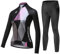 MYSENLAN Damen Radtrikot Fahrradbekleidung Set Fahrrad Trikot mit Elastische Atmungsaktive Schnell Trocknen Stoff Longarm+Radhose mit 3D Sitzpolster Radsport-Anzüge,Schwarz,XL