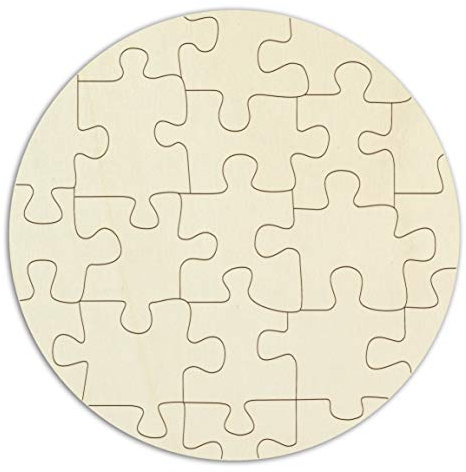 Rundes Holzpuzzle zum selbst gestalten und bemalen - 21 Teile, Ø 48 cm - personalisierbares Puzzle aus Holz in Kreisform