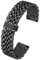 Kai Tian Edelstahl Uhrenarmband 20mm Poliert 7 Reihen Armbänder Schnellverschluss Metall Uhrenband für Frauen Männer Einsatzverschluss Schwarz