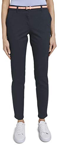 TOM TAILOR Damen 1016542 Slim Chino Mit Gürtel, 10668 - Sky Captain Blue, 40W / 32L EU