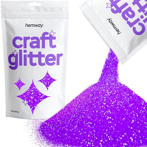 Hemway Craft Glitter - Fluorescent UV Neon Purple | Ultrafine Metallic Sequin Flakes for Resin & Epoxy Crafts | Supplies for Tumblers, Cards, Jewellery, Candle, Hair, Face, Body & Nail Art | 100 g