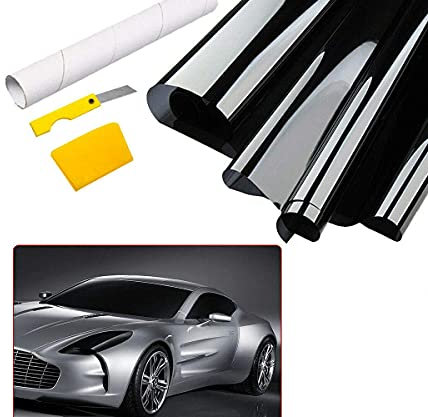 Riloer Car Window Film, Privacy Car Window Tinted Roll for Campers, Vans, Boats, Bedrooms, Balconies, Kitchens, Offices, Heat Insulation, Anti-UV Reflective, 7m x 76cm, 15% Light Transmittance