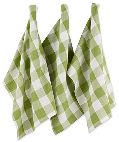 DII Buffalo Check Kitchen Collection, klassisches Geschirrtuch-Set im Landhausstil, 50,8 x 76,2 cm, Antikgrün, 3-teilig