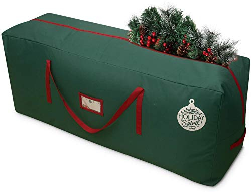 HOLIDAY SPIRIT Bolsa Árbol Navidad, Bolsa para Guardar Árbol de Navidad con Asas Reforzadas y Resistente y Cremallera,Material Resistente al Agua Protege de la Humedad, Se Adapta hasta 2,7 m (Verde)