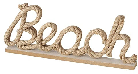 SeasideNo.64 - Schriftzug Dekoaufsteller Standdekoration - maritim Tauoptik - Beach - Holz Juteseil - Länge 40cm -