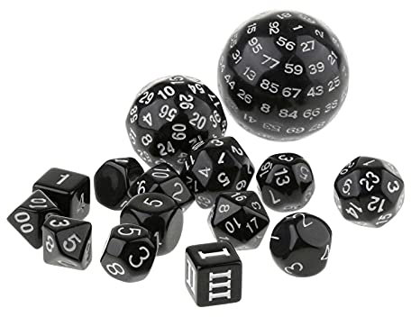 FITYLE Polyhedral Würfel 15 Stück RPG Set RPG Tabletop Spiele Würfel D100 D60 D30 D24 D20 D16 D12 D10 D8 D7 d5 D4 für Rolle Spielen DND Tabelle Spiele - Weiß