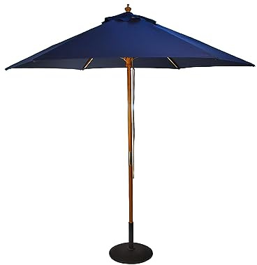 BrackenStyle Wooden Garden Parasol, Navy Blue, 15kg Concrete Base Included