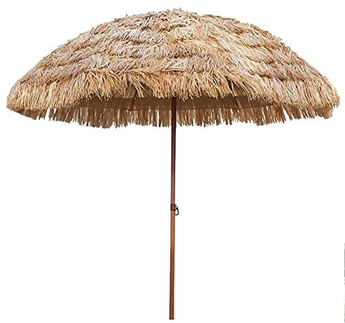 XRDSHY Sombrilla De Paja Hawaiana Sombrilla De Jardín para Patio, Sombrilla Portátil a Prueba De Agua Paraguas De Paja para Playa Cafetería Pesca Camping,Natural-1.8 m