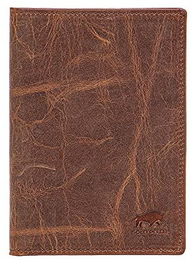 Solo Pelle Impfpasshülle, Reisepasshülle, Echtleder Passhülle, Schutzhülle Tasche für Kreditkarten Damen Herren Reisepass Geschenk, Karteninhaber, Ausweis und Reisedokumente (Vintage Braun)
