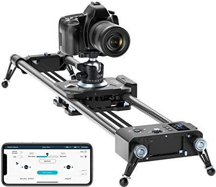 GVM Motorized Camera Slider, 2-Axis 31'' Carbon Fiber Track Rail Sliders with APP Control, Timelapse Camera Dolly Supports 360°Rotate Video Shooting and Stop-Motion, 16h Long Working with Batteries
