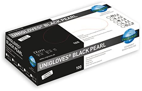 Nitrilhandschuhe schwarz - Unigloves Black Pearl - puderfrei - Einweghandschuhe - Medizin- und Lebensmittelzulassung - Einmalhandschuhe S (6-7)