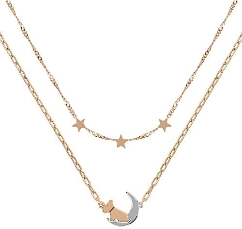RADLEY Ladies 18ct Rose Gold Plated Two Tone Dog in Moon Necklace RYJ2211S