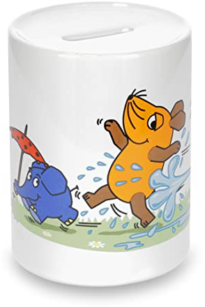 Sendung mit der Maus Spardose aus weißer Keramik - Geschenkidee für Kinder