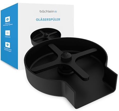 Bächlein Glasreiniger (Matt Schwarz) Glasspüler aus Edelstahl - Gläserdusche inklusive T-Verteiler und Flexschlauch - Automatischer Spüler für die Küche
