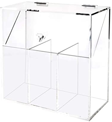 Acrylic Makeup Brush Organizer, Clear Acrylic Makeup Brush Organizer with Lid ,Makeup Brush Holder Cosmetic Brush Storage Box brush holder with lid, Acrylic Brush Holder,Organiser with 3 Compartments