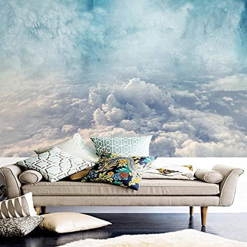 Peinture Murale Photo 3D Paysage Naturel De Ciel De Nuage Blanc Papier Peint Mural Imperméable Salon Moderne Canapé Tv Fond Mur Art Décoller Et Coller Mur Photo Amovible Chambre D' 350 x 256 cm (LxH)