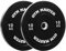 GYM MASTER Pair of 2 Black Rubber Bumper Plates for Olympic Barbell Weight Lifting