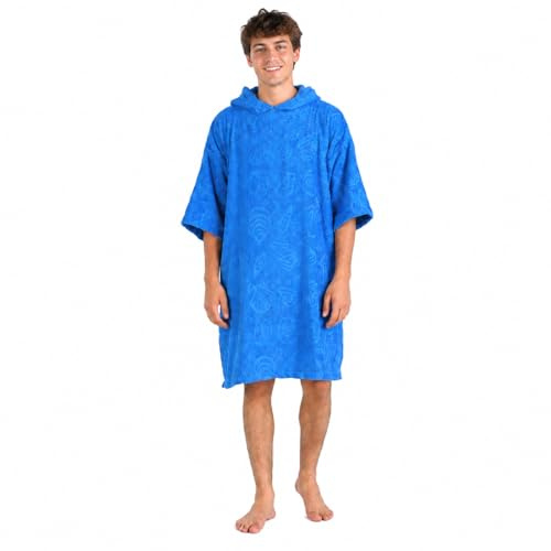 100% Baumwolle Surfponcho: Frottee Badeponcho & Umkleidetuch Erwachsene | 100 % Baumwoll-Frottee, Kapuze, Seitentasche, S-M: 165-180 cm, L-XL: 183-195 cm, Unisex, überall umziehen, Maschinenwäsche