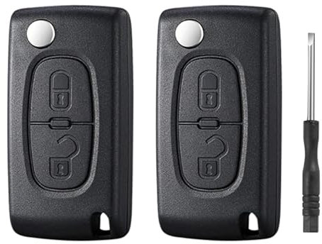 Betterher 2 pezzi Guscio Chiave 2-pulsanti con Batteria Slot compatibile Citroen C2 C3 C4 C5 C6 C8 Xsara, Peugeot 107 206 207 307 307S 308 407 607 2BT