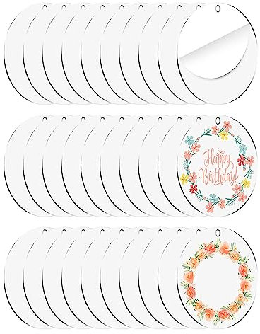 TAIANJI 30 Stk Acrylglas Platte Acrylplatte 7.6cm, Acrylglas Rund Schlüsselanhänger Rohlinge für Kunst Und Kunsthandwerk Malerei Schnitzerei 2mm