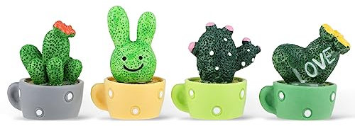 Cobee Cactus Car Decoration, Small Artificial Cactus Car Decoration Car Interior Cactus Ornament Cute Green Plant Cactus for Car Dashboard Home Office Desk Computer Table, 4 Pcs