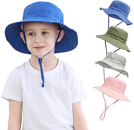 YANWANG Bebé Niños Ajustable Bucket Sun Hat, UPF 50+ Protección Solar Gorra de Playa para Niños Pequeños Niñas(Jewel Blue,6-24Months)