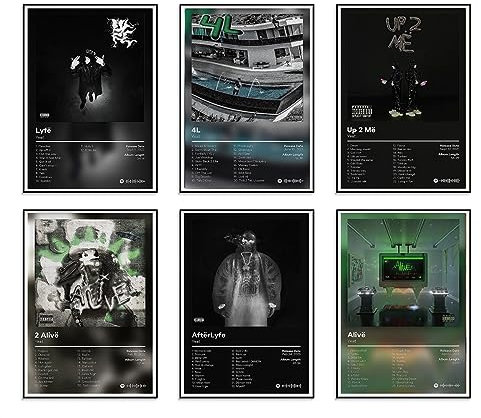 JSBADE Yeat Poster, Albumcover, limitierte Auflage, Rapper-Musikposter, ästhetische Leinwand, Wandkunstdrucke für Teenager, Jungen, Mädchen, Raumdekoration, 6er-Set (20,3 x 30,5 cm, ungerahmt)