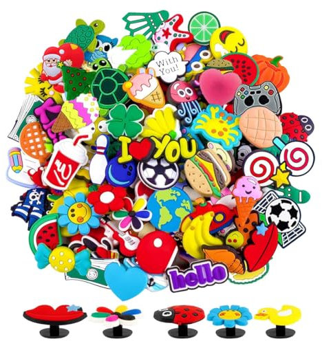 EBHO 50 Piezas Adorno Zapatos, Adornos Crocs, Charms Shoe Charms Accesorios para Adolescentes-DIY Ornaments, Crocs Shoe Decoration for Sandals, Zuecos, Pulseras
