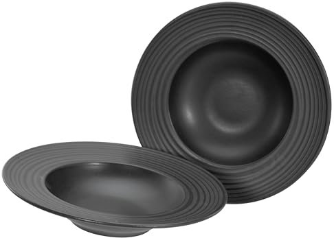 Creatable, 21824, Serie Lava Stone black, 2-teiliges Geschirrset, Teller Set aus Steinzeug, spülmaschinen- und mikrowellengeeignet, Made in Portugal