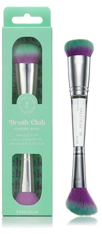 Spectrum Collections Brush Club Pinceau de maquillage à double extrémité Spectrum pour contour, blush ou polissage avec poils hypoallergéniques Vert Violet