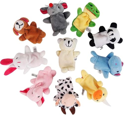 10 Pcs Animal Finger Puppets, Soft Animal Puppets Mini Hands Novelty Gifts, Christmas Doll Props, Hand Puppets Party Favors for Shows(Suitable for People Aged 15 and Above)