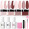 Honey Joy Dip Powder Nail Kit Starter,4 Colors Gentle Nude Brown Pink Neutral Skin Dipping Powder Liquid Set with Base Top Coat for Nail Art Manicure Salon DIY No LED Nail Lamp Needed，Dip-7pcs-07