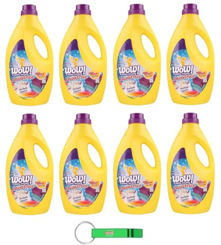 8 X WOW Detersivo Liquido Per Bucato – Detersivo Liquido Detersivo Detersivo Profumo Classico 28 lavaggi – 1850 ml + portachiavi Beni Culinari