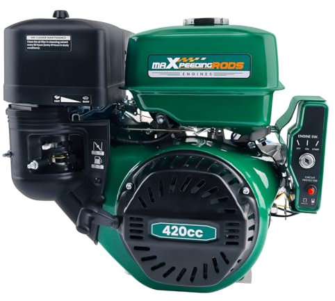 maXpeedingrods 15 CV 420cc Motore a Benzina, Avviamento Elettrico, 4 Tempi OHV Motore, Albero Ø 25 mm, 1 Cilindro, Raffreddato ad Aria per Go-kart, Compressori, Idropulitrici e Altro Ancora