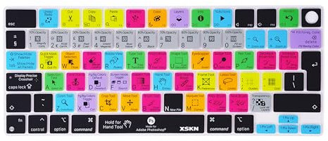 XSKN Photoshop Tastaturabdeckung aus Silikon für 2022, 2023, 2024, 2025, MacBook Air 13,6 15,3 Zoll M2, M3, M4 Chip mit Touch ID A2681, A3113, A3240, A2941, A3114, A3241