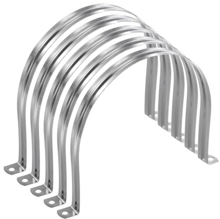 sourcing map 5pcs 6 5/16 Inch 160mm Conduit Clamps, M160 U Tube Pipe Clamp, Stainless Steel Rigid Pipe Strap, U Shaped Bracket with Two Hole for Pipe Tube Hose Wire Cord Fixing