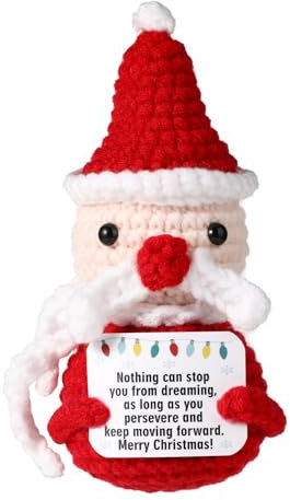 TOYMIS Positiver Weihnachtsmann, Gehäkelter Weihnachtsmann Weihnachten Häkeln Weihnachtsdeko Häkelpuppe Emotionale Unterstützung für Weihnachtsfeier-Dekoration Ermutigungsgeschenk