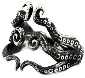 Caiduoduo Gothic Punk Oktopus Ringe Edelstahl Vintage Cthulhu Tentakel Ring für Männer Einzigartige Mode Amulett Schmuck Geschenk