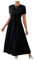 GORGLITTER Women's A Line Flowy Midi Dress Crewneck Short Sleeve Elastic Waist Dresses with Pocket Black Medium