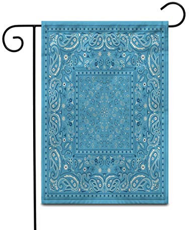 Bandiera Da Giardino Colorful Aqua Blue Bandana Teal Classic Pattern Abstract Bandiera Da Balcone Durevole Outdoor Bandiera Lavabile Bandiera Verticale Per Festival Esterni Celebrazioni 30X45CM