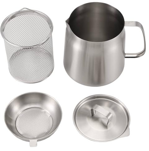 Giwnhvx 2-In-1 Multifunctional Oil Strainer Pot Stainless Steel Versatile Oil Filter Vessel Oil Filter Pot for Kitchen 2L