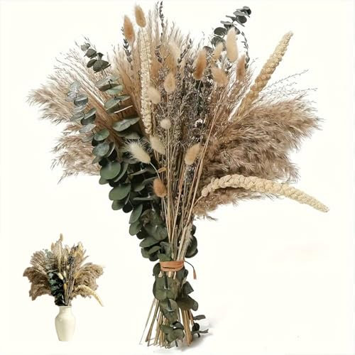 79 pcs Pampasgras deko,Natürliche Schilfblume Getrocknete Eukalyptus Lavendel Blumenstrauß ,Perfekt für Hochzeiten, Boho-Partydekorationen