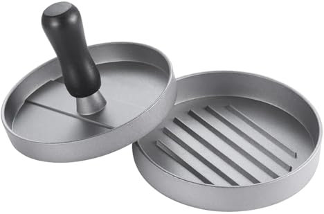 MasterCook - Presse à hamburger manuelle en aluminium antiadhésif, écrase hamburger pour plaque avec prise ergonomique, moule à hamburger idéal pour viande moulue, kit hamburger 12 x 12 x 8,5 cm