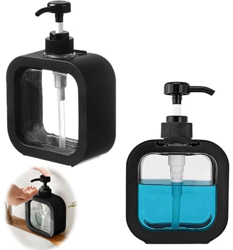 Zephyra 2 PCS 500ML Schaumseifenspender,Soap Dispenser,Leere Pumpflasche,Duschgel Spender,Nachfüllbar,Klarem,Kunststoff,Spülmittelspender für Flüssigseife,Waschmittel,Lotion,Öl,Shampoo,Schwarz