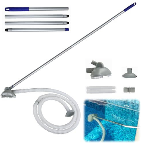 Vartegas Pool Bodenreiniger, 3.1m Poolsauger mit Teleskopstange mit Bürste, Umlaufwasserauslass nutzender Pool Bodensauger, 0-60Grad Einstellbarer Pool Staubsauger, für Pools (A)