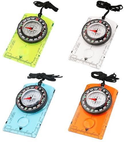 Haoledy 4 Stück Kompass Kinder Outdoor, Mini Kompass Anhänger mit Gravur, Pfadfinder Ausrüstung Kinder Kinderkompass Marschkompass für Trekking, Camping, Wandern, Radfahren, Outdoor-Abenteuer