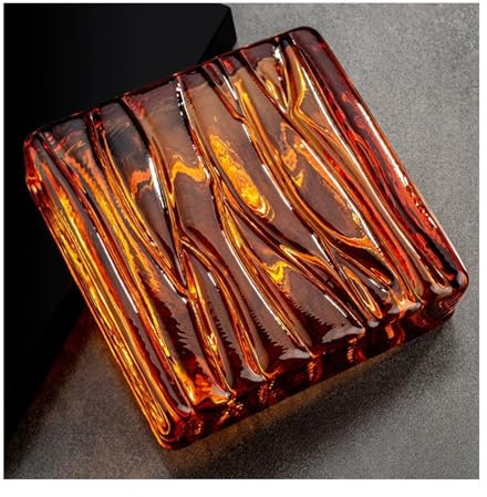Clear Wave Craft Glass Block, Crystal Glass Blocks Bricks Partition Walls Multicolor 5.9x5.9x1.9 Inches(Orange)