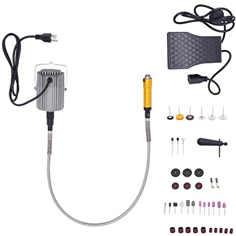 780W Rotary Tool Flex Shaft Hanging Grinder Carver Electric Multi-Function Metalworking Tools Repair Kit 25000RPM Metal Flexible Shaft Forward and Reverse Rotation with Foot Pedal Control