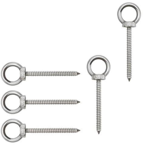 Shwdsy 5 Piezas Tornillos Ring, M6 × 60 mm Tornillos de Ojo, Acero Inoxidable Tornillo de Ojo M6, con Argolla, Apto para Columpios y Sillas Colgantes
