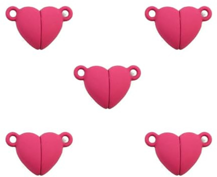 SEDRGH 5~20 Paar Backfarbe Liebesherz Magnetverschluss Perlen Endverbinder Charm für Schmuck Armband Halskette Herstellung DIY Zubehör-Rose Rot-20 Paar Menge